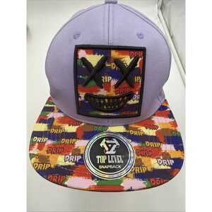 Top Level DRIP Snapback Hat LAVENDER Embroidered Scary Face Adjustable cap